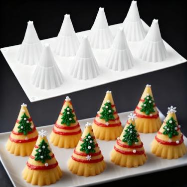 Imagem de Molde de silicone para árvore de Natal em forma de árvore para fazer velas artesanais de sabonete, bolo, doces de sobremesa de gelatina (árvore de Natal)