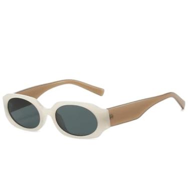 Imagem de Óculos de sol quadrados retrô da moda, femininos, luxuosos, armação pequena, masculinos, para dirigir, para viagens ao ar livre, UV400 (bege, cinza chá)