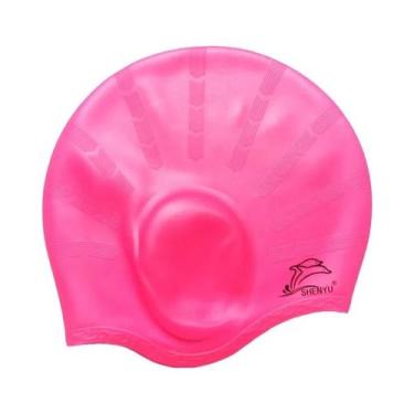 Imagem de Touca De Natação Unissex Impermeável De Silicone Para Cabelos Longos C