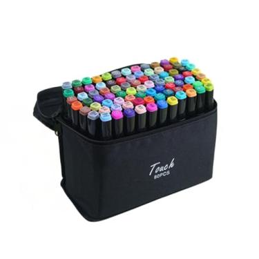 Imagem de Caneta Marcadora Permanente 80 Cores Ponta Dupla Kit Canetinhas Conjunto de Canetas Coloridas (80 cores)
