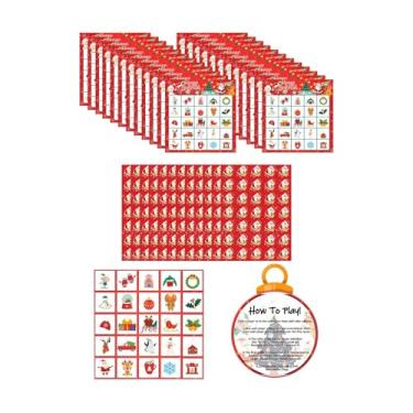 Imagem de Fiocias Jogo de Bingo de Natal para Crianças E Adultos, Jogos de Tabuleiro, Jogos de Natal para Grupos Familiares, Atividades, Artigos para Festas de Natal Pa