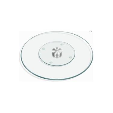 Imagem de Prato Giratório para Confeitagem, Vidro e Metal, 30cm Diâmetro, Transparente, Base Giratória para Decorar Bolos
