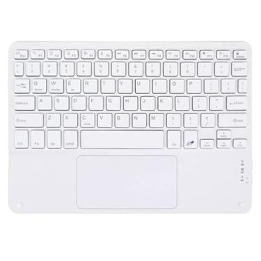 Imagem de Teclado Sem Fio Com Touchpad Recarregável Bluetooth 5.0 Portátil Com Mouse Integrado Compatível Com Smart TV Notebook PC E Android (Branco)