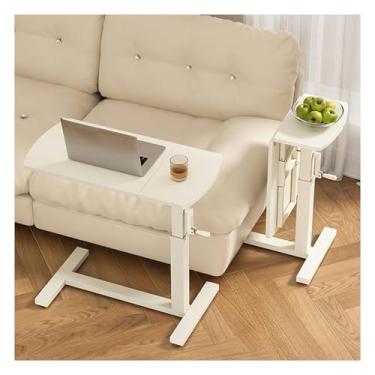Imagem de HGTRH Mesa ajustável sobre a cama com rodas, mesa de cabeceira dobrável para computador com ajuste de altura da manivela, mesa dobrável oculta universal alcance de elevação de rodas 64-93,2 cm 80 x 40