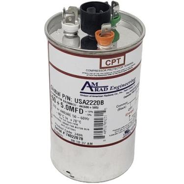Imagem de Capacitor Amrad USA2220B 60 + 5uF 370/440VAC redondo duplo