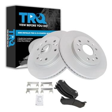 Imagem de TRQ Kit de pastilha de freio e rotor semimetálico compatível com Chevrolet Silverado 2006 1500 2007 Silverado 1500 Classic GMC Sierra 1500 Classic