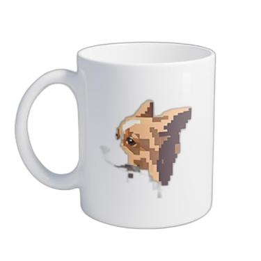 Imagem de Caneca Xícara de Café Porcelana 300ml Com Desenho Estilo Pixel Art Cachorro