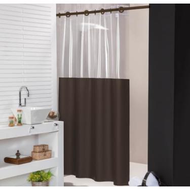 Imagem de Cortina para Box de Banheiro Impermeável com Ilhós (Marrom-escuro)