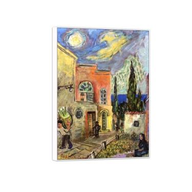 Imagem de BMZFYBS David Burliuk Famosas impressões em tela de arte de parede prontas para pendurar. Capri. Pintura com moldura branca para decoração de sala de estar 60 x 85 cm 24 x 33 polegadas