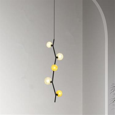 Imagem de OUFULA Lustre Moderno LED Moda Arte Sala de Estar Restaurante Quarto Villa Hotel Balcão Escadas Café Bar Lâmpada Pendente (H B 5 luzes)
