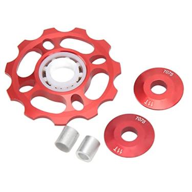 Imagem de KIMISS Polia do Desviador Traseiro de Bicicleta 11T CNC Roda Guia de Liga de Alumínio Com Rolamentos Cerâmicos para Desviadores de 8, 9, 10 e 11 Velocidades (Vermelho)