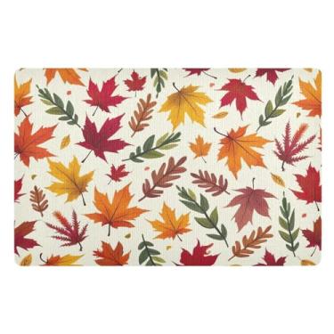 Imagem de Joisal Tapete de boas-vindas colorido com folhas de outono, tapete de sapato, caçador de sujeira, tapete de porta ao ar livre 81 x 50 cm
