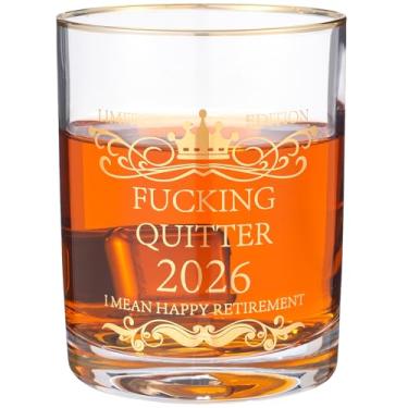Imagem de COFOZA Presentes de aposentadoria 2026 para mulheres homens colega de trabalho Boss Uncle33oz copo grande copo de bebida de uísque engraçado presente aposentado Fking Quitter I Mean Happy Retirement