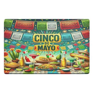 Imagem de Joisal Celebrate Cinco De Mayo Tapete Absorvente de Boas-vindas Interior, Tapete Fino 81 cm x 50 cm