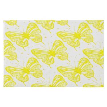 Imagem de Wassud Tapete de porta borboleta amarela 61 x 89 cm, tapete de área lavável antiderrapante com suporte de borracha, tapete macio e macio para sala de estar, quarto, entrada, entrada