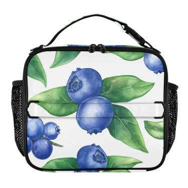 Imagem de Joisal Lancheira de folhas verdes de mirtilos em aquarela para mulheres, meninas, lancheira masculina para trabalho, rosa, bolsa térmica térmica para escola