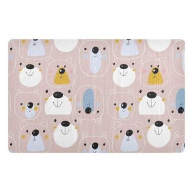 Imagem de Joisal Tapete de entrada interna com urso desenhado à mão fofo e divertido tapete de boas-vindas engraçado 81 x 50 cm