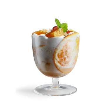 Imagem de WENMAQIN Tigelas de sorvete de vidro, tigelas clássicas de sobremesa de vidro transparente com pedestal, copos de sobremesa prato de bagatela para sobremesas em camadas, frutas e saladas tigela de