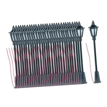 Imagem de menolana Poste de iluminação em miniatura para maquete ferroviária, escala 1:87, modelo HO para teatro, ideal para encenações e decoração de janelas, 30 Unidades
