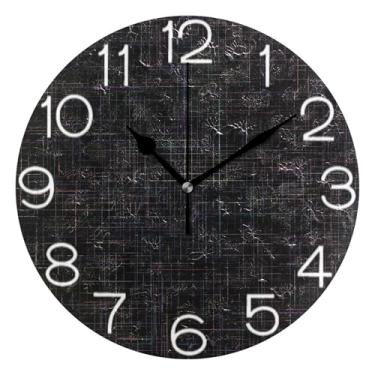 Imagem de GAIGEO Relógio de parede analógico decorativo funky alimentado por bateria relógio de sala de aula, decoração de parede moderna casa de fazenda preta neon minimalista, 25 cm, ponteiros pretos