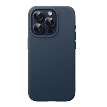 Imagem de JETech Capa de Silicone para iPhone 15 Pro Max 6,7 Polegadas, Case Protetora para Corpo Inteiro com Toque Suave e Sedoso, Capinha à Prova de Choque com Forro de Microfibra (Marinha)
