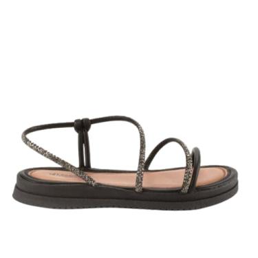 Imagem de Sandália Papete Flat Feminina Mississipi Strass - Preta