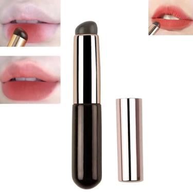 Imagem de Pincel labial, pincel de borrão labial, cabeça redonda para batom brilhante, aplicador de mistura de maquiagem multiuso, reutilizável, preto