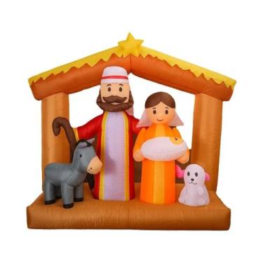 Imagem de Decoração De Natal Inflável De 5,9 Pés Com LED Para O Jardim, Presépio