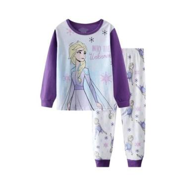 Imagem de Conjunto De Pijamas De Algodão Para Crianças Estilo Frozen Elsa Anna R