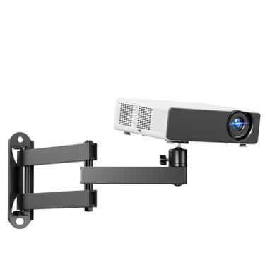Imagem de PUTORSEN Suporte de parede para projetor dobrável - Suporte de parede para projetor com rotação de 360°, suporte de parede universal para projetores de tamanho de parafuso M4 M6 de 1/10.2 cm para home
