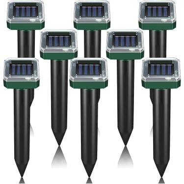 Imagem de Pacote com 8 repelentes de toupeiras solares, repelente sônico de esquilos, caçador de ratazanas, repelente de picos, ultrassônico, controle de pragas ao ar livre, mantém as toupeiras fora do gramado