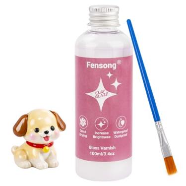 Imagem de Verniz de argila seca ao ar de 100 ml, esmalte de argila seca ao ar de alto brilho, evita rachaduras e resistente a arranhões, para cerâmica, pinturas a óleo, madeira