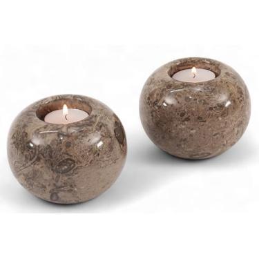 Imagem de SPESHSTONES Castiçal de mármore Tealight Castiçais de Natal votivos oceânicos de 10 cm para mesas de centro de mesa, presentes e decoração de quarto - Castiçais decorativos para decorações de festa de