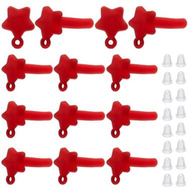 Imagem de SOFPLATE 1 caixa com 40 peças de brincos de estrela vermelha com laço de aço inoxidável estrela brincos achados a granel 80 peças de orelha de plástico elegante moda brincos de orelha costas planas