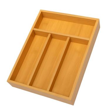 Imagem de Porta Talheres de Bambu 4 Compartimentos – Organizador de Gaveta Elegante,Sustentável e Durável