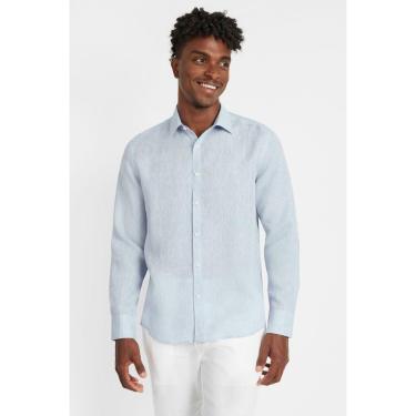 Imagem de Camisa Manga Longa Slim Linho Irlandês Azul Celeste-Masculino