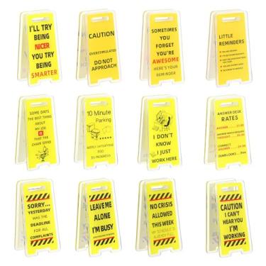 Imagem de Porta-notas engraçadas, pacote com 12, placa de mesa superestimulada, amarela, legal, adesiva, placas de mesa, mini engraçadas, decoração de escritório, presentes para colega de trabalho, chefe e