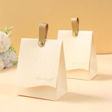 Imagem de 10 caixas de lembrancinhas de casamento, champanhe pequenas caixas de doces de chocolate com alça, caixa de presente de papel de lembrança elegante criativa para chá de panela, casamento, hotel