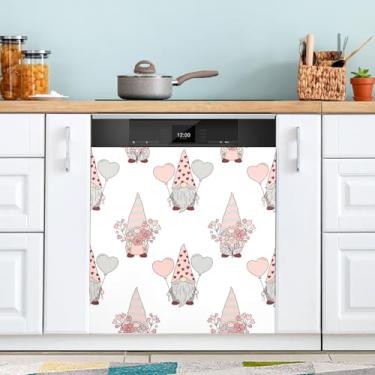 Imagem de ATTX Capa magnética para lava-louças padrão de gnomos dos namorados | Adesivo decorativo de eletrodomésticos de 58 x 66 cm para armários domésticos e eletrodomésticos #242