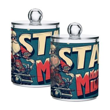 Imagem de xigua Pacote com 2 lindos suportes de Natal para bolas de algodão, cotonete – Frasco de plástico de boticário de armazenamento versátil transparente de 400 ml para banheiro e organização de