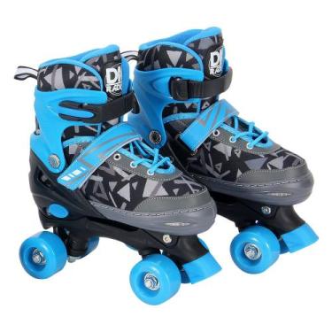 Imagem de Patins Azul Roller Ajustável Tamanho M 34-37 Com Acessórios - Dm Toys