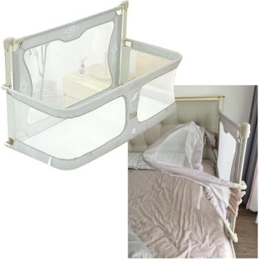 Imagem de Berço De Cabeceira De Bebê 3 Em 1 Berço De Cabeceira Janela De Malha Respirável E Visível Capa De Forro Lavável Macia E Liga De Alumínio Resistente Fácil De Mont, Light Green