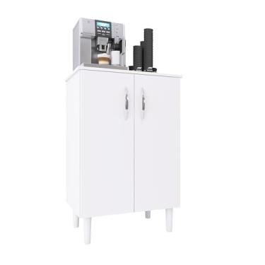 Imagem de Armário Multiuso Branco com 2 Portas, 61 cm de Largura, 4 Pés, Ideal para Sala Ou Cozinha
