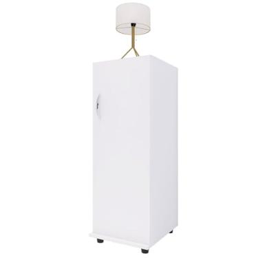 Imagem de Armário Vertical de Banheiro, Branco, 3 Prateleiras, com Rodízios, Organizador para Produtos De Lavanderia