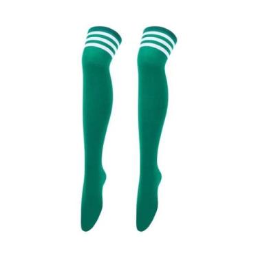 Imagem de Meias Longas Listradas Femininas Acima Do Joelho, Meias Quentes Até a 