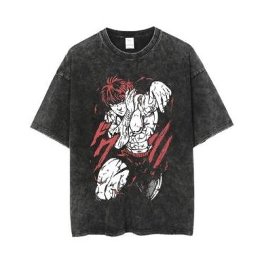 Imagem de Camiseta Oversize Masculina Anime Baki Haman Harajuku Vintage 100% Alg