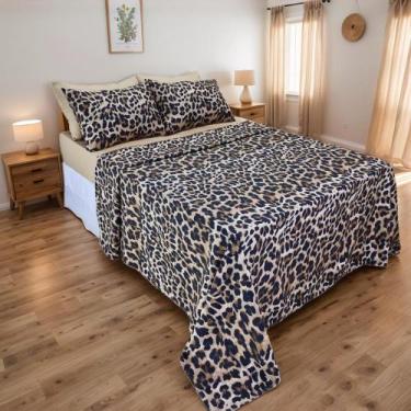 Imagem de Jogo de Lençol 4 Peças Micro Percal 400 Fios Toque de Pêssego Antialér