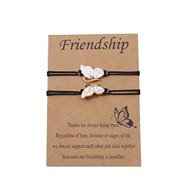 Imagem de ZAHSY Pulseiras de borboleta combinando para mulheres, presente de Natal para melhor amiga, presente de aniversário para mulheres, amizade, melhor amiga, pulseiras para 2 meninas, P, 合, sem pedra