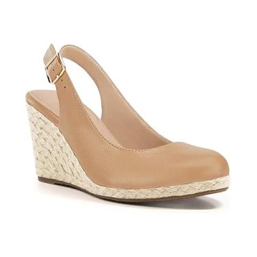 Imagem de Coutgo Sandália feminina de salto plataforma com bico fechado, Camelo, 36
