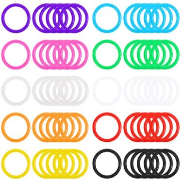 Imagem de PEOVLVN 60 anéis de fichário de folhas soltas, anel de plástico colorido de 20 mm pequenos chaveiros a granel para cartões de índice, livros, caderno, chaveiros, escritório em casa, escola (10 cores)